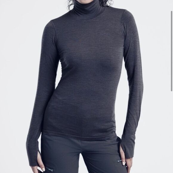 Athleta Foresthill Ascent Heather Charcoal Gray Turtleneck Top - Picture 8 of 8